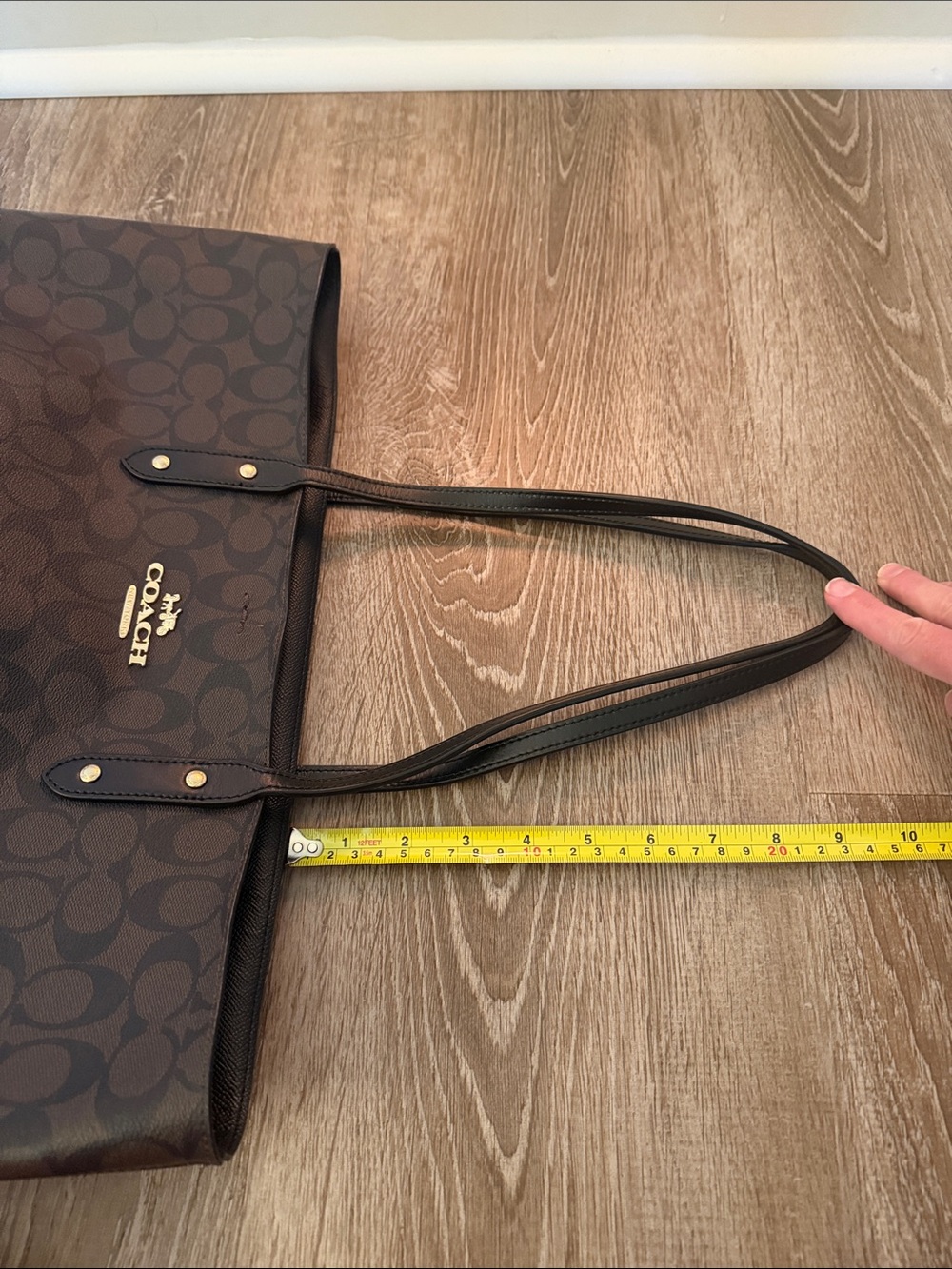 Coach Dark Brown Signature Canvas City Tote with Black Straps - Picture 9 of 11